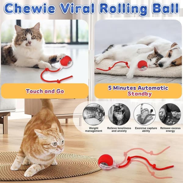 1 pc. 360 Smart Automatic Rolling Pet Ball, Rechargeable Irregular Movement for Cats & Dogs, Green green 1 green