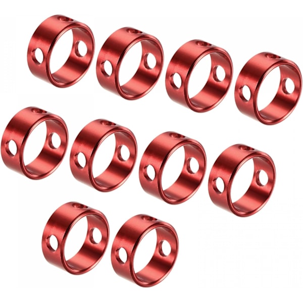 Ring Repspännare, Aluminium 4,5 mm 3 Håls Tältrepsjusterare för Utomhuscamping Tältresor, Rött Paket med 10
