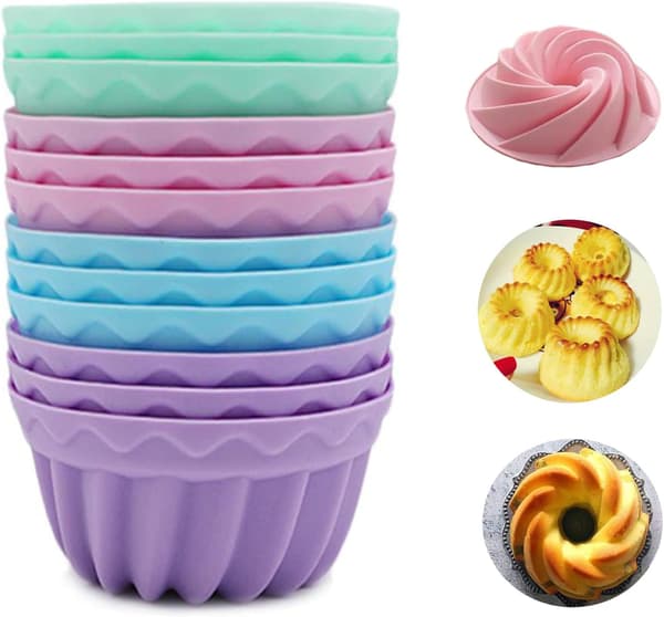 Silikone Bageforme Genanvendelig Cupcake Kage Budding Muffin Form 12 Stk Sæt