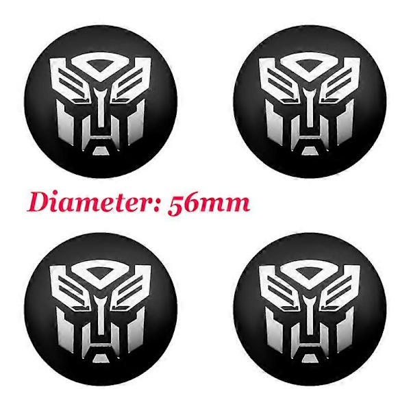st 56+60mm Coola Autobots Logotyp Transformers Badge Emblem Bil Hjulnav Centrala Kåpor Dekal Fälgskydd Bilstyling Tillbehör 56mm Black