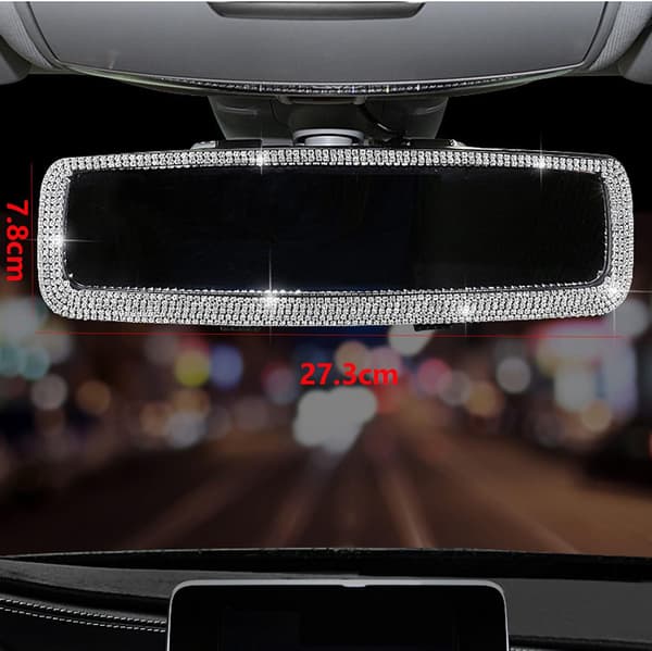 Bling strass bil-spegel med kristall diamanter - bilinteriör trim (silver)