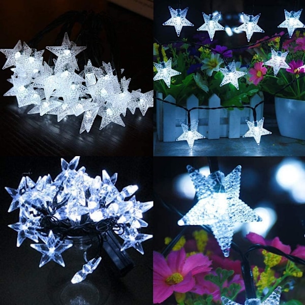 Aurinkokennokäyttöinen koristevalosarja puutarhaan, 7 metriä 50 LED Tähtivalosarja Ulkokäyttöön LED Vedenpitävä 8 Tilaa Koristevalaistus, Calv