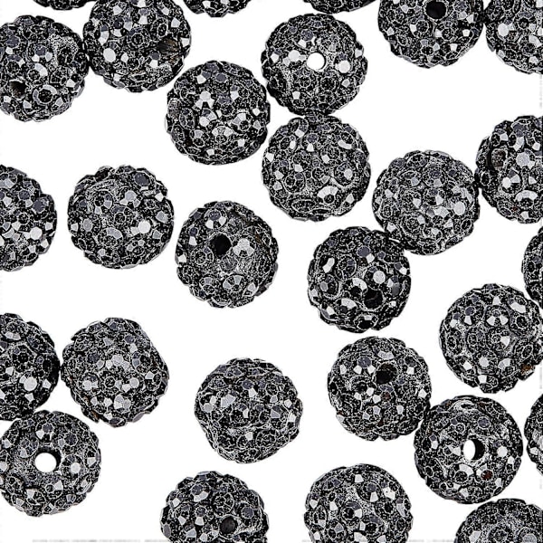 100 st 10 mm svarta strasspärlor Pave Disco Ball lera pärlor polymerlera strasspärlor