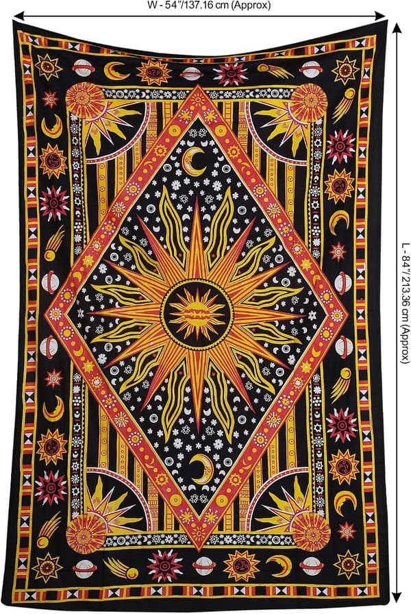 1 st bomull sol och måne väggbonad 213x137cm Hippie Mandala Etnisk