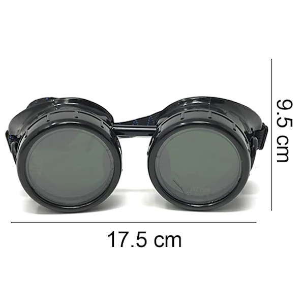 Steampunk-glasögon kostymtillbehör cyber viktoriansk svetsning A bright black