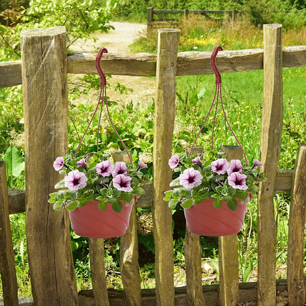 10-pack hängande självbevattnande blomkruka i plast för utomhus- och inomhusväxter - röd_QU