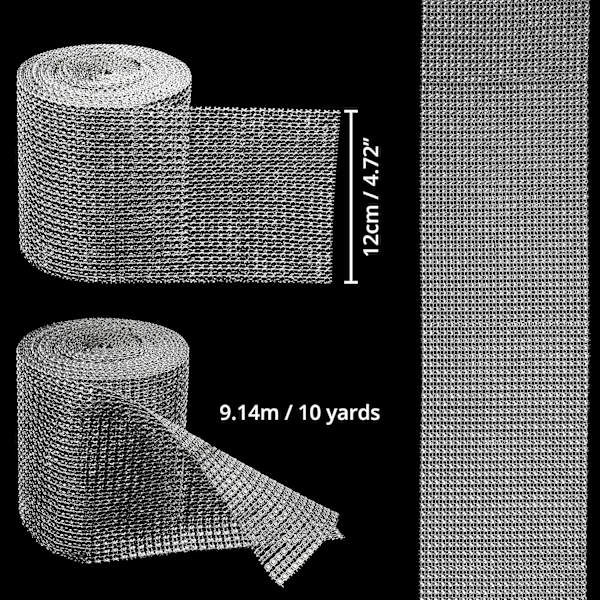 12cm 24 Rows Sewing Rhinestone Ribbon Silver - Rhinestone Roll
