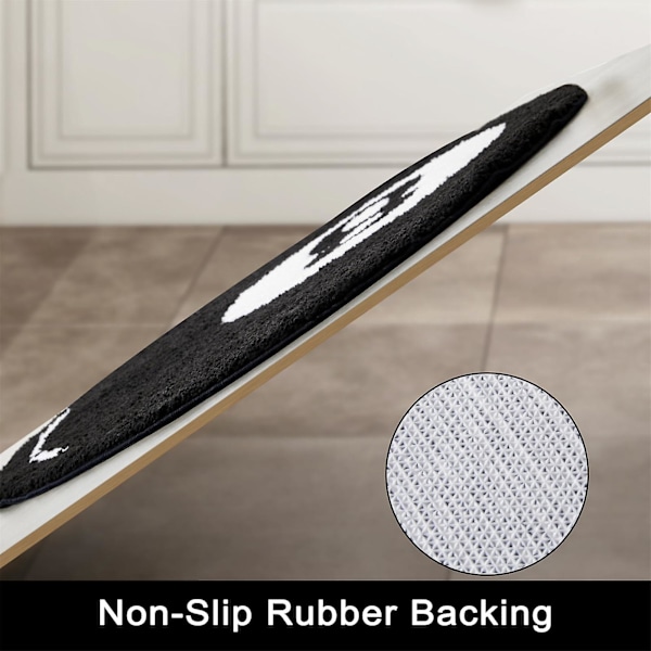 Svart 8-Ball Rundt Baderomsteppe Badematte 60 cm Sklisikker Vaskbar Søt Unik Kul Svart og Hvit Rund Badematte Myk og Absorberende