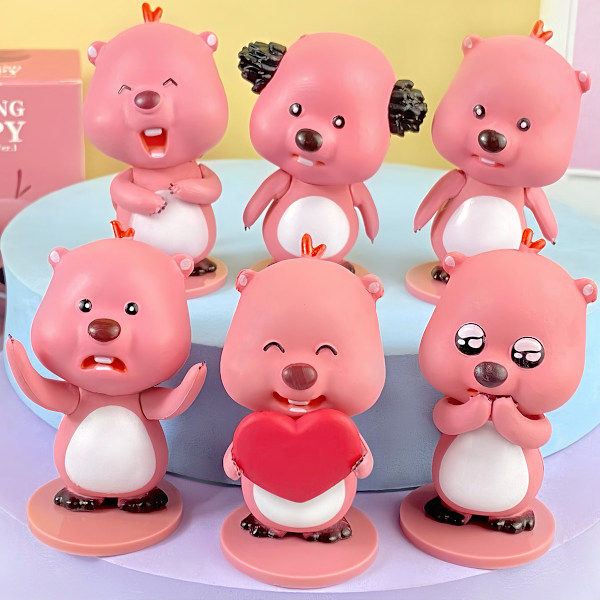 Pink Ruby Pieni Majava Blind Box Söpö Lelu Nukke Auto Kakku Koristeet Gachapon Nukkekone Doraemon - Boxed (whole set price)