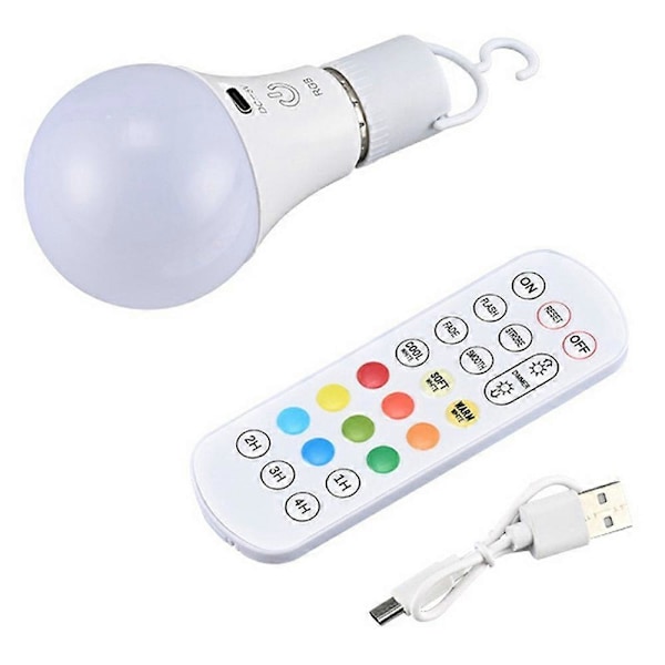 E27 RGB Uppladdningsbar Lampa med Fjärrkontroll och Timer Dimbar Touchkontroll 2700 12