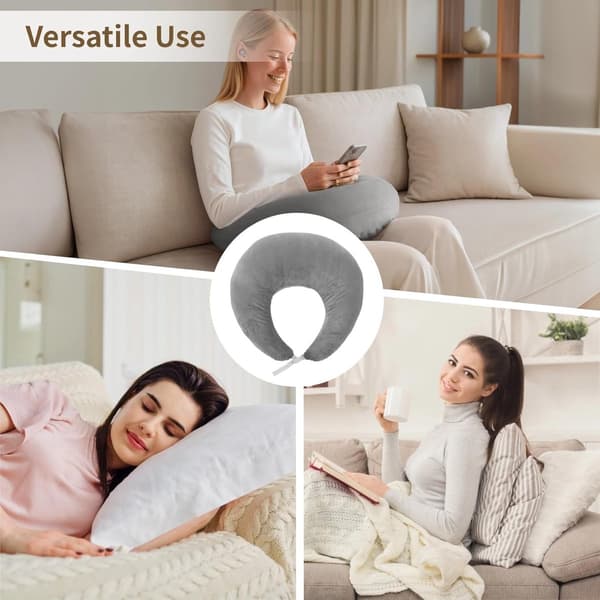 U-formet støttepute 68x50x20 cm multifunksjonell lesepute myk komfortabel grå