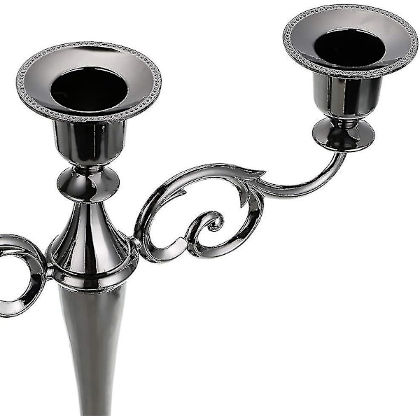 3-Arms Metall Lysestake Sølv Europeisk Elegant Lysestake Lysestakeholder for Bryllup Spisebord Julebord Hjem Dekor Svart