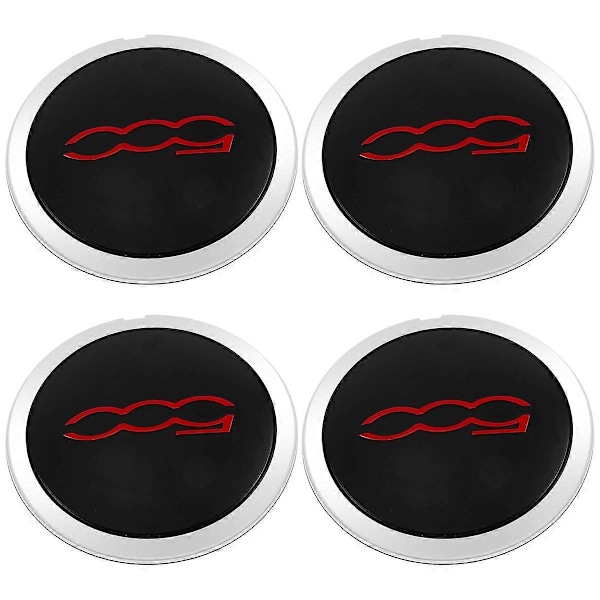 st 133mm Navkapslar Kompatibla med Fiat 500 Hjulcentrum Navkapslar Set 68078419AC 68078421AC Dammskydd 51884863-Perfekt Black&Red