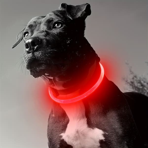 LED Lyshalsbånd | Lysende Anti-Mistet Hundehalsbånd, USB Oppladbart, ABS Materiale, Litium Polymer Batteri Red S