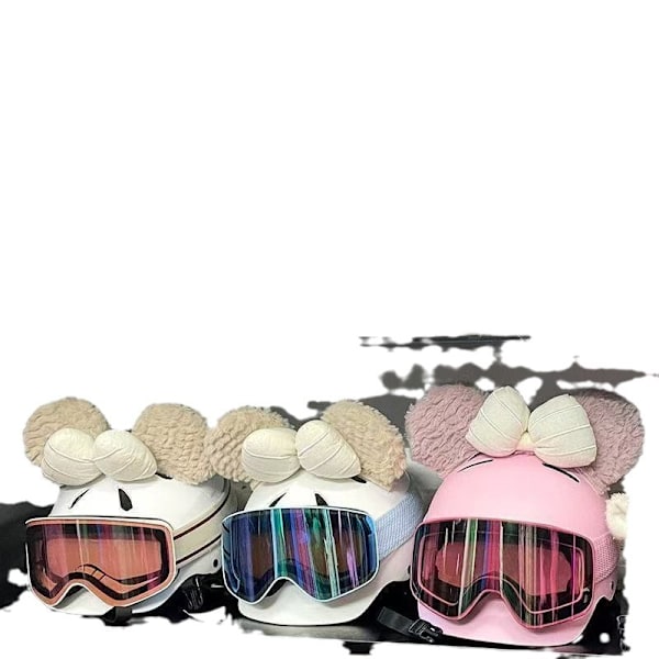 Hiihtokypärän lisävarusteet kissankorvat hiihtokeskus hiihto lämmin koristelu kypärän lisävarusteet Shirley Rose -keksit Duffy-karhutarrat Nini coffee color
