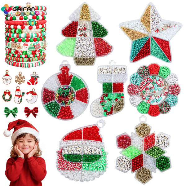 Jul DIY Armband Set Julgran Pärlkit Oregelbundet Formad Låda (approximately 710 pieces)