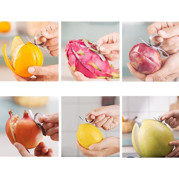 Appelsin Skræller, 4 stk. 2-pak Rustfrit Stål Appelsin Skræller Værktøj Bærbar Køkken Gadget til Citron og Shaddock Frugt Skræller