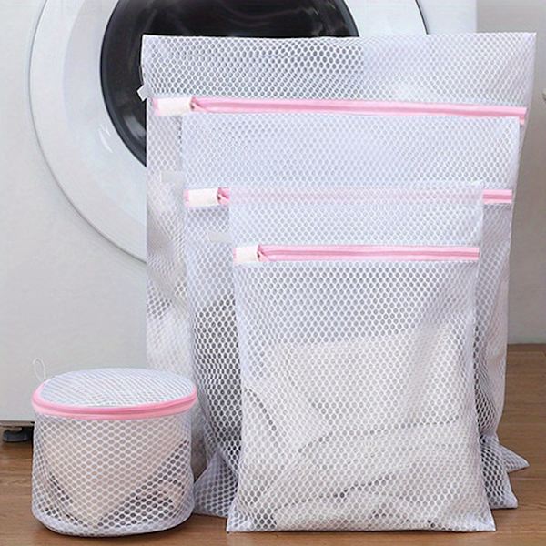 4 stk. vasketøjsnetposer, kraftig polyester med lynlås 4pcs