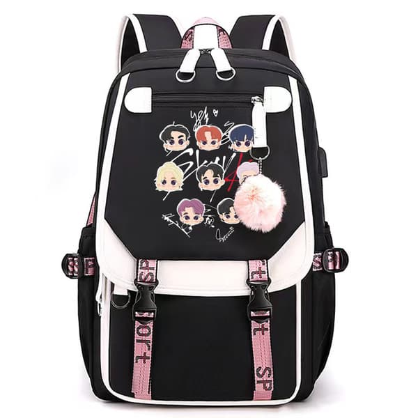 Large Capacity Travel Backpack with USB Charging - Trendy School Bag for Students with Laptop Compartment Black 4