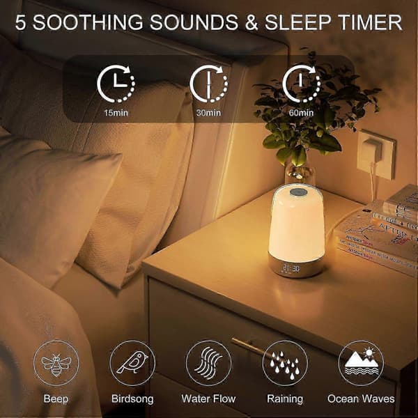 Sunrise Alarm Clock, Wake-Up Light Alarm Clock, 3-Way Dimmable Modern Small Digital Bedside Lamp For Deep Sleepers