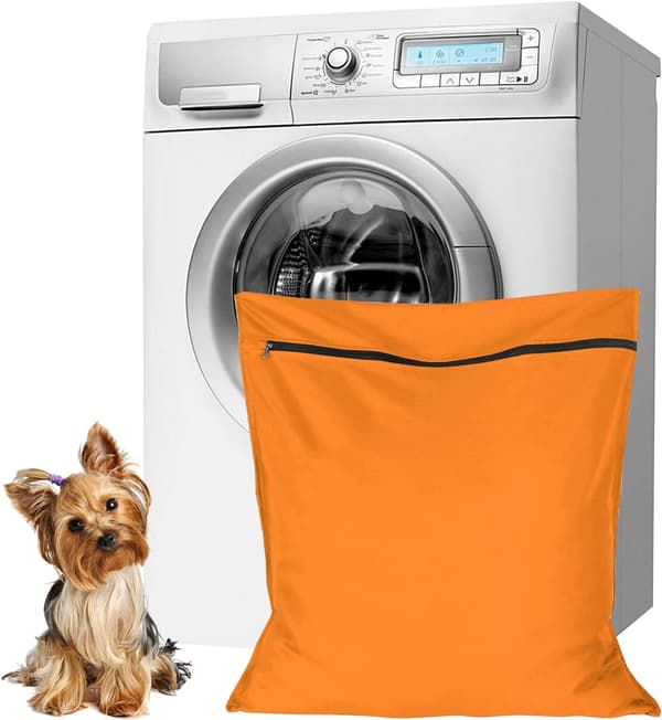 Vaskepose til kæledyr til hunde, katte og små dyr, maskinvaskbar, vasketøjsbeskyttelse, orange, 70x65 cm