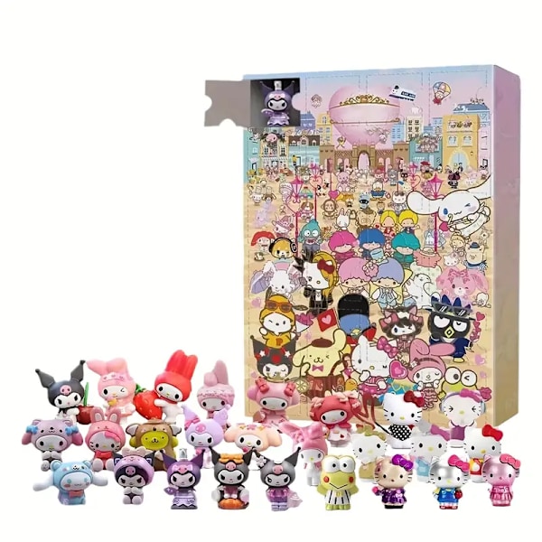 Sanrio Karaktärs Adventskalender 24 söta samlarbara tecknade figurer, perfekt för jul, halloween, tacksägelse, påsk Sanrio