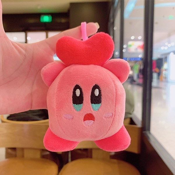 Tecknad Kuromi docka skolväska hänge docka plyschleksak par nyckelring väska hänge New Plush Kirby-Love 11cm (with keychain)