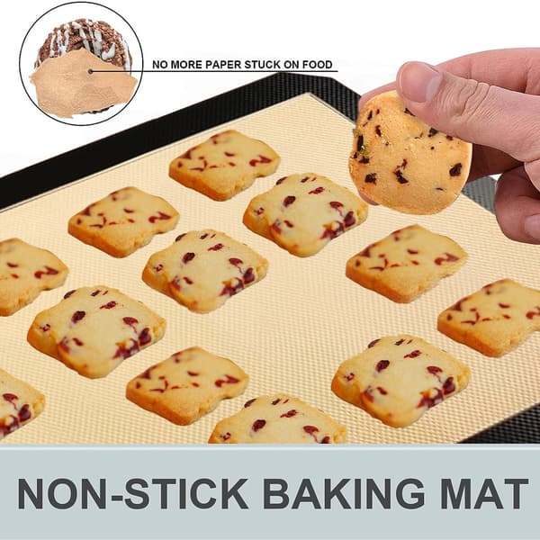 Silikone Bagemåtte Sæt Med 2 Non-Stick Genanvendelige Bageplader Til Småkager Brød Macarons 41,9 X 29,5 cm Mørkegrå