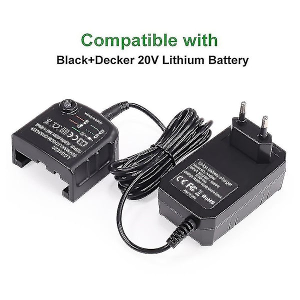 10.8V 14.4V 20V Erstatningsoplader til Black&Decker Li-ion Batteri Elektrisk Boremaskine Skruetrækker Elværktøjsbatteri EU Stik Lbx20-AD8-{hh}