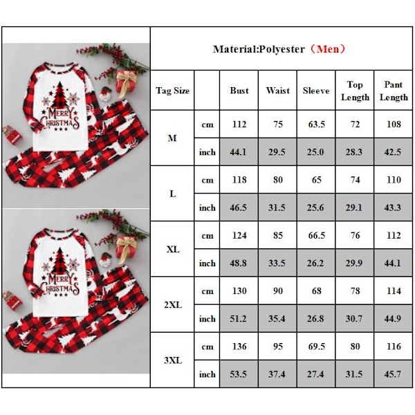 Familjematchande Julgranspyjamas för Vuxna och Barn - Julnattkläder för Pappa Dad 2XL