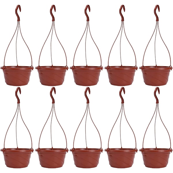 10-pack hängande självbevattnande blomkruka i plast för utomhus- och inomhusväxter - röd_QU