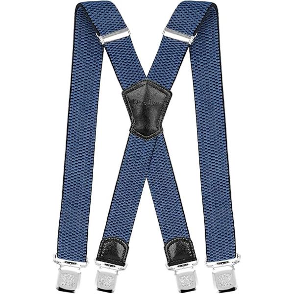Seler med ekstra stærke metalclips 4 cm brede Heavy Duty seler One Size Passer til alle mænd og kvinder Justerbare og elastiske X-form (blå){F2}