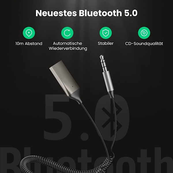 Bluetooth Aux -sovitin Bluetooth-autovastaanotin USB Handsfree -autosarja Audiovastaanotin sisäänrakennetulla mikrofonilla autokaiuttimille ja kotiteatterille