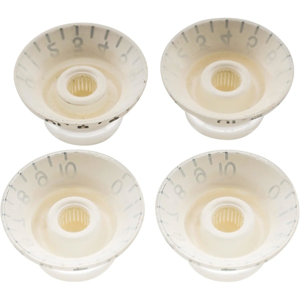 Pro Imperial Tumstorlek Bell Top Hat Rattar Kompatibla med USA-tillverkade Les Paul-stil Elgitarrer, Vit (Set med 4)
