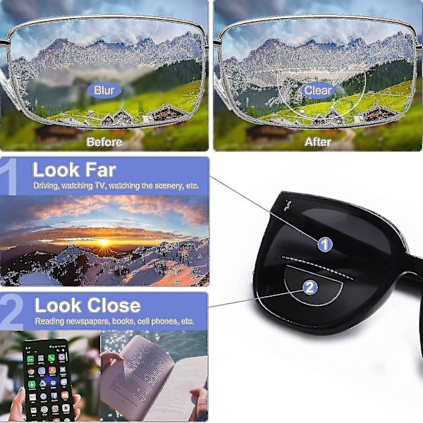 Självhäftande bifokala läsglasögon, klara förstorande läsglasögon för solglasögon/glasögon, återanvändbara, inget vatten behövs (300 grader){HH}