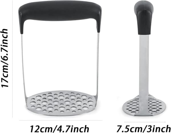 Potetmoser i rustfritt stål med sklisikkert ergonomisk håndtak for matlaging