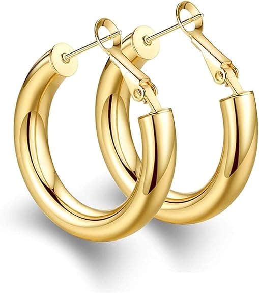 Tykkelse Guld Hoop Øreringe Minimalistiske Chunky Hule Rør Ring Trendy Søde 30mm