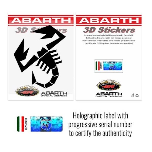 Klistremerke - Abarth - Skorpion Svart - 120 mm - Høy definisjon - Værbestandig