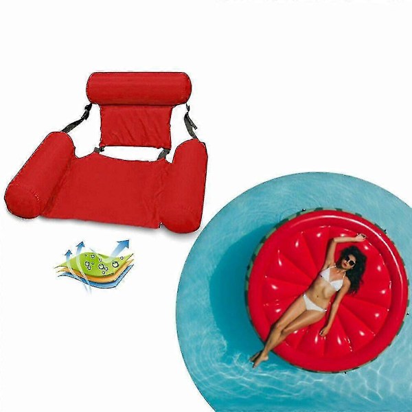 Uppblåsbar stol för poolen, Lazy Water Bed Lounge Chair Leksak{HH} Red