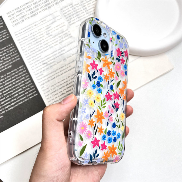 CASETiFY Compact iPhone 16 Pro Max Cover [1,2 m. 2X Militær Standard Drop Beskyttelse/Slank/Letvægt] - Lyse Forårsblomster - Klar Sort