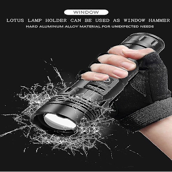 1000000 Lumen Super Sterk LED Taktisk Lommelykt Oppladbar LED Arbeidslys