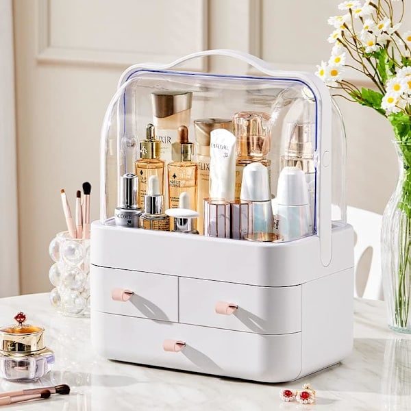 Makeup Organizer Opbevaring med 3 Anti-Støv Skuffer Organizer til M
