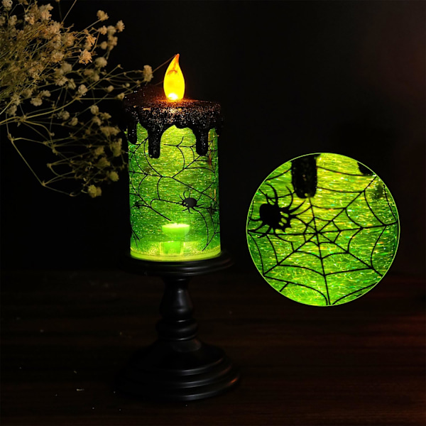 Halloween Snöglobsljus med Ljus, Batteridriven Spöklik Snurrande Vatten Glittrande Tornado Ljus Lågljus