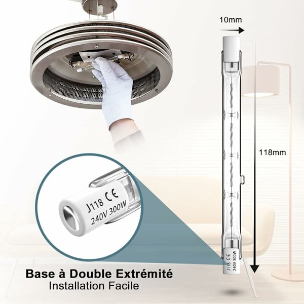 Halogenlampor, 300W dimbar halogenlampa 118mm J118 R7s linjär halogenstrålkastare varmvit 2800K R7s dimbar halogenlampa för säkerhetsbelysning, landskapsbelysning, ...