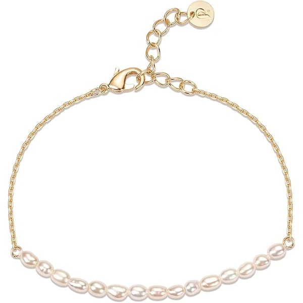 18K Gold Plated Beaded Freshwater Cultured Pearl Bracelet for Women