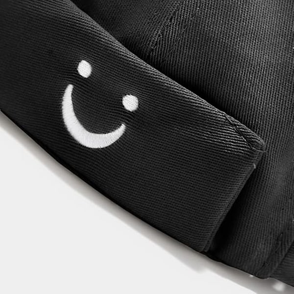 Hat kasket uden skygge til mænd og kvinder, beanie, arbejder sømandskasket, rullet kant, retro, justerbar (sort)