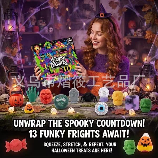 Stressavlastende Halloween Nedtelling Blindboks Klemmeleke Ankomsttema 24 Solar Terms Blind Box