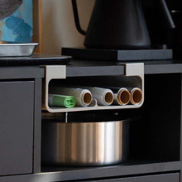 Under Shelf Wrap Organizer, Pladsbesparende Folie- og Pose Dispenser Opbevaring, Grå