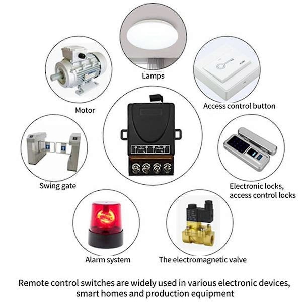 AC 220V 30A 1CH 433MHz Trådløs Fjernkontrollbryter RF Relémottaker + På/Av Sender for Elektrisk Apparat Lampe