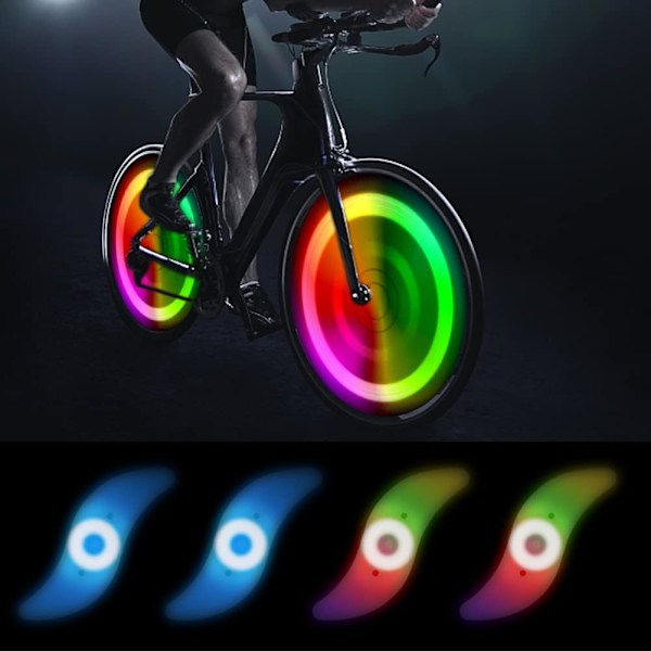Cykel Ekerlys 4-Pack Dæk Blinkende Lys LED Neon Hjul Blinkende Cykellys Vandtæt 3 Blinkende Tilstande Cykling Tilbehør Blue+color